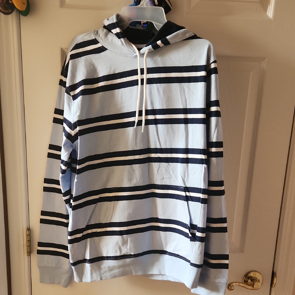 Old NAVY Classic Striped Blue and Black Men's Hoodie Large